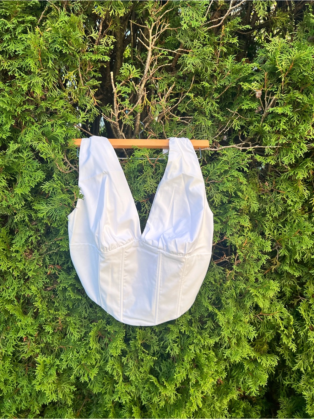 White Corset Top with Back Ties Naked Wardrobe
